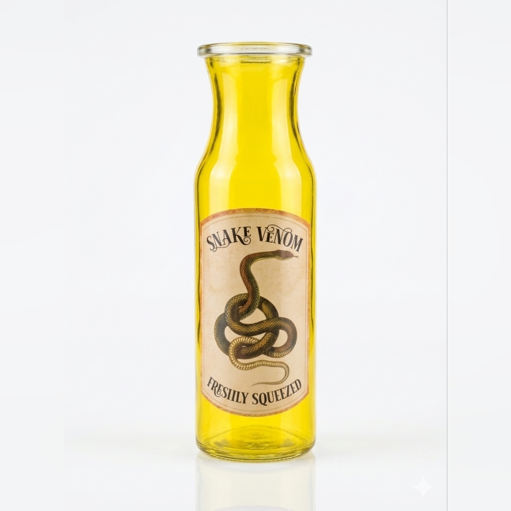 Freshly Squeezed Snake Venom Yellow Glass Bottle
